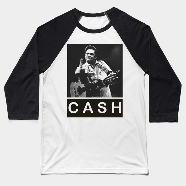 Cool Johnny Cash - Pencil Drawing Style Baseball T-Shirt by Unfluid